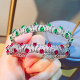 Women Bangles Imitate Mozambique Ruby Bracelet Zircon Jewelry