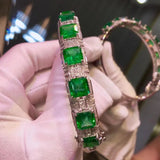 Green Zircon Bracelet Women's Emerald Bangles Jewelry