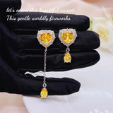 Heart Earrings Pink Zircon Asymmetrical Female Wedding Girl Gift