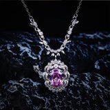 Cherry Blossom Pink Necklace Zircon Jewelry Wedding Girl Gift