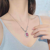 Cherry Blossom Pink Necklace Zircon Jewelry Wedding Girl Gift