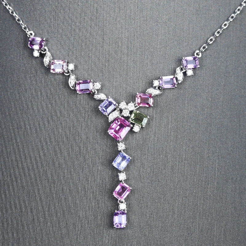 Colorful Zircon Necklace for Women Wedding Party Gift
