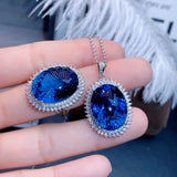 Women Necklace Goose Egg Oval Sapphire Zircon Jewelry Gift