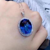 Women Necklace Goose Egg Oval Sapphire Zircon Jewelry Gift