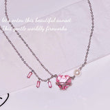 Pink Zircon Heart Necklace for Women