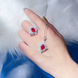 Red Tourmaline Necklace Zircon Brilliant Jewelry for Women