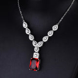 Ruby Necklace Square Diamond Brilliant Jewelry Wedding