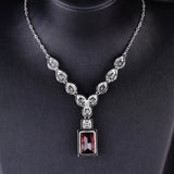 Ruby Necklace Square Diamond Brilliant Jewelry Wedding