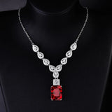 Ruby Necklace Square Diamond Brilliant Jewelry Wedding
