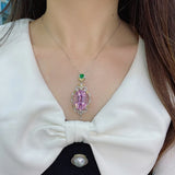 Women Oval Diamond Pink Necklace Bright Zircon Jewelry