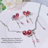 Pink Heart Necklace Zircon Female Jewelry Wedding Gift