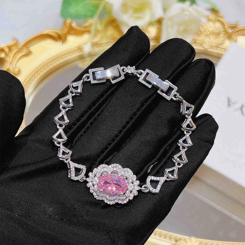 Cherry Blossom Pink Zircon Bracelet for Women