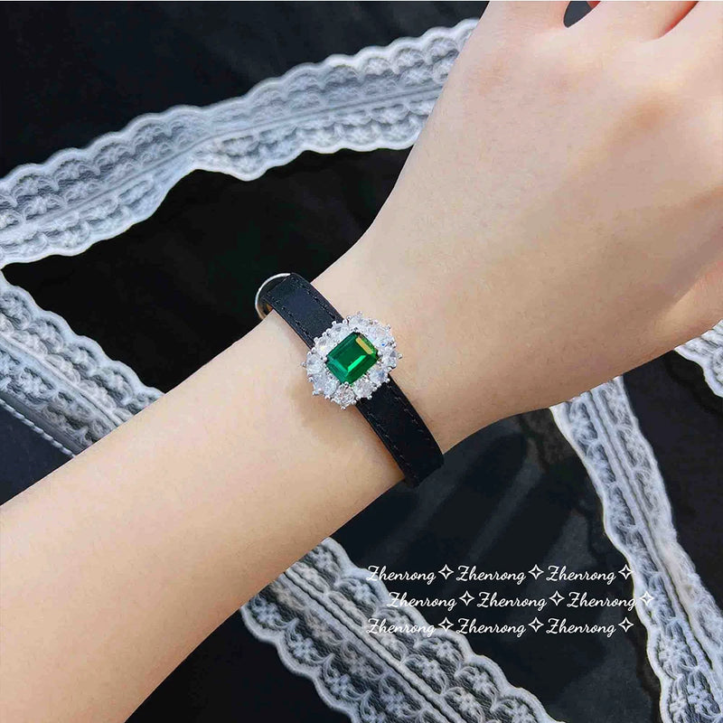 Women's Emerald Wristband Bracelet for Wedding Party