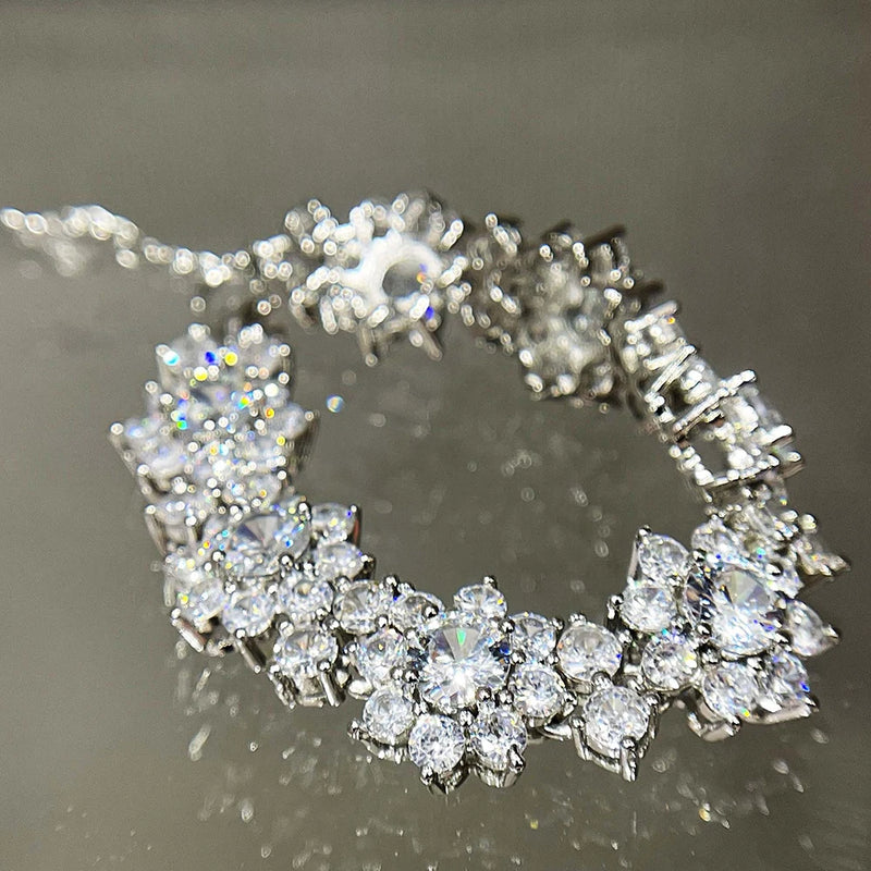 Women's Sun Flower Bracelet with Zircon Stones