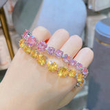 Yellow Diamond Pink Zircon Bracelet for Women