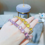Yellow Diamond Pink Zircon Bracelet for Women