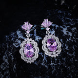 Cherry Blossom Pink Zircon Earrings Brilliant Jewelry for Women