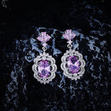 Cherry Blossom Pink Zircon Earrings Brilliant Jewelry for Women
