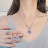 Cherry Blossom Pink Zircon Earrings Brilliant Jewelry for Women