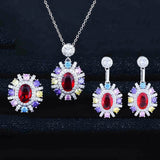 Women's Colorful Red Diamond Earrings Wedding Party Gift