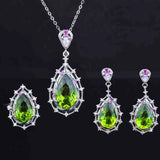 Green Diamond Zircon Water Drop Earrings - Wedding Jewelry Gift