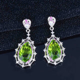 Green Diamond Zircon Water Drop Earrings - Wedding Jewelry Gift