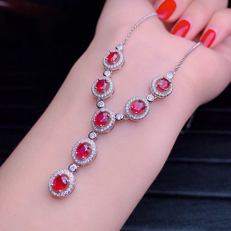 Original Ruby Pendant Necklace High Carbon Diamond Jewelry
