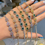 Princess Diamond Bracelet Synthetic Tourmaline Sparkling Jewelry