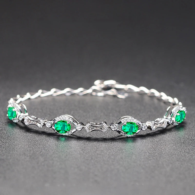 Synthetic Green Tourmaline Bracelet Jewelry Wedding Gift