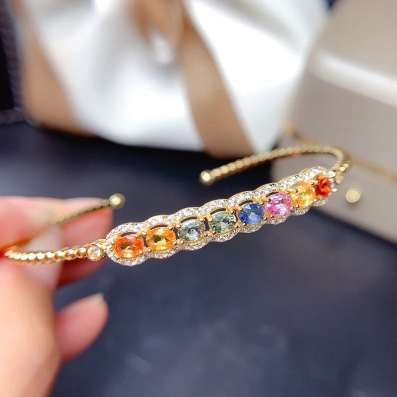 Colorful Tourmaline Rainbow Bracelet Jewelry Wedding Gift Party