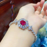 Sparkling Zircon Diamond Synthetic Ruby Bracelet