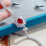 Sparkling Zircon Diamond Synthetic Ruby Bracelet