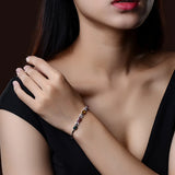 Elegant Women's Bracelet with Synthetic Gems and Colored Diamonds
