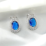 Original Oval Spinel Sapphire Earrings Wedding Party Jewelry