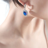 Original Oval Spinel Sapphire Earrings Wedding Party Jewelry