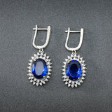 Original Oval Spinel Sapphire Earrings Wedding Party Jewelry