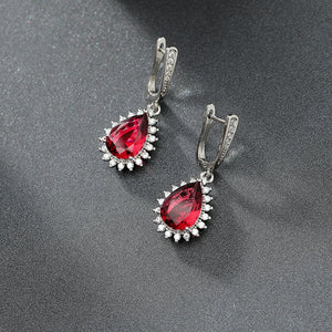 Ruby Water Drop Earrings Wedding Gift Party