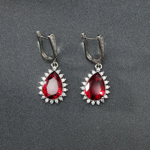 Ruby Water Drop Earrings Wedding Gift Party