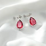 Ruby Water Drop Earrings Wedding Gift Party