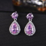 High Carbon Diamond Stud Earrings Zircon Water Drop Sparkle