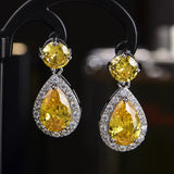 High Carbon Diamond Stud Earrings Zircon Water Drop Sparkle