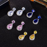 High Carbon Diamond Stud Earrings Zircon Water Drop Sparkle
