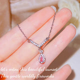 Women's Necklace Angel Wings Pink Diamond Pendant Necklace