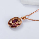 Large Oval Rubellite Pendant Necklace with High Carbon Diamond