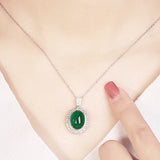Women's Green Tourmaline Pendant Necklace High Carbon Diamond Jewelry
