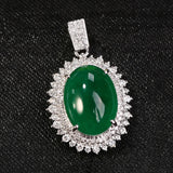 Women's Green Tourmaline Pendant Necklace High Carbon Diamond Jewelry