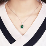 Women's Green Tourmaline Pendant Necklace High Carbon Diamond Jewelry