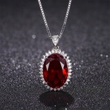 Original Women's Necklace Oval Ruby Pendant Necklace