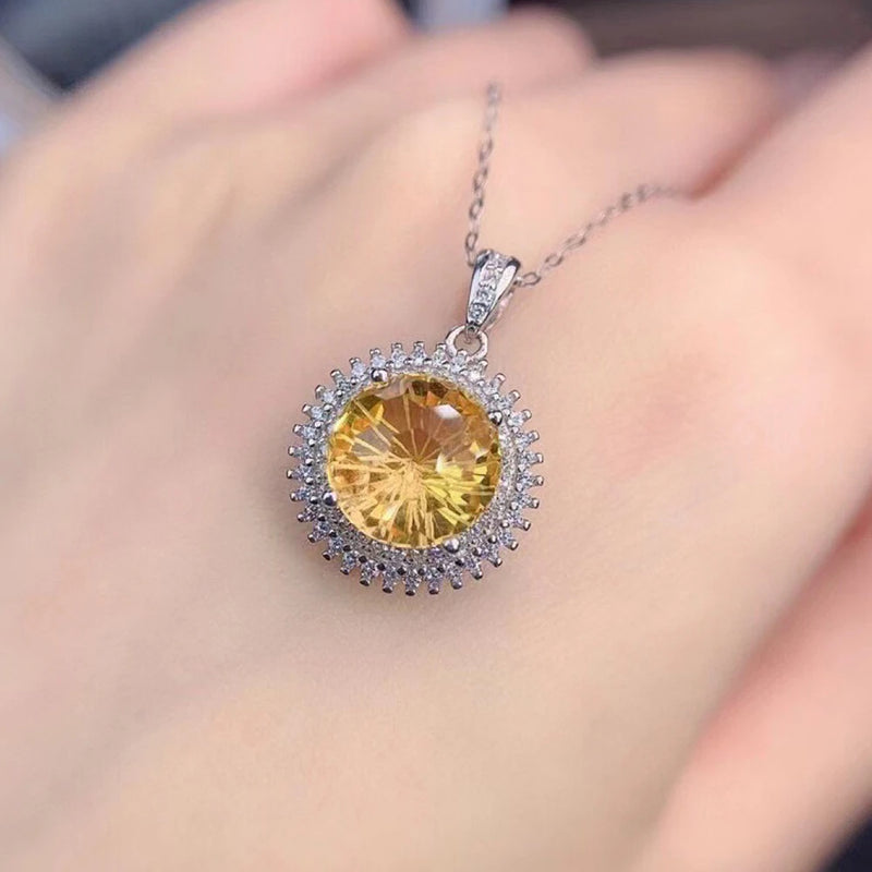 Women's Citrine Fireworks Pendant Necklace