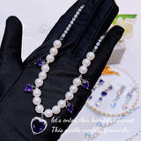 Elegant Zircon Heart Pendant Necklace High Carbon Diamond Wedding
